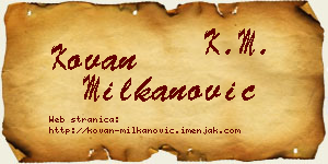Kovan Milkanović vizit kartica
